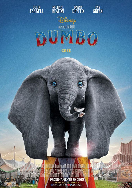 Tercer tráiler de ‘Dumbo’. El bebé elefante de Tim Burton echa a volar al lado de Farrell, DeVito y Green.