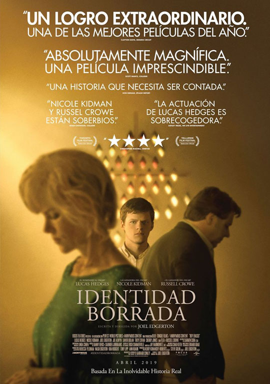 Tráiler de ‘Identidad borrada’. Kidman y Crowe envían a Lucas Hedges a un programa religioso para no ser gay.